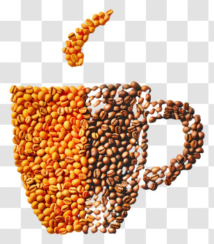 Coffee Beans Cup - Creative Coffee Cup Made Of Beans Transparent PNG