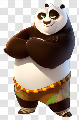 Kung Fu Panda - Black And White Panda In Martial Arts Pose Transparent PNG