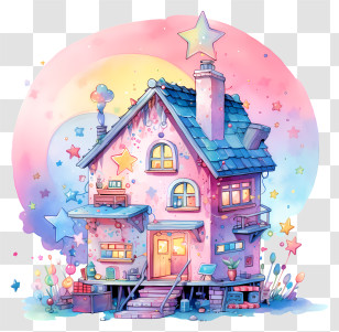 House - Cartoon Colorful Small House Transparent PNG