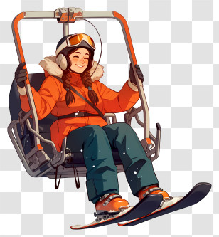 Ski Lift Cable - Happy Skier On Chairlift Transparent PNG