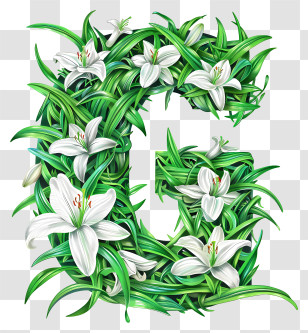 Letter G - Floral Letter G With Greenery And Flowers Transparent PNG