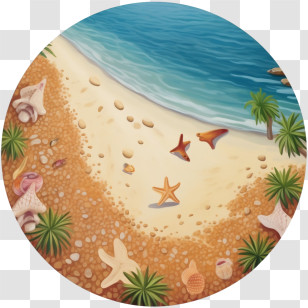 Beach
 - Beautiful Beach With Starfish And Shells Transparent PNG