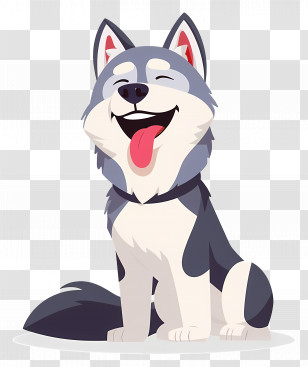 Animated Dog - Happy Cartoon Husky Dog Transparent PNG