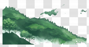 Green Mountains Background - Watercolor Green Mountain Landscape Illustration Transparent PNG
