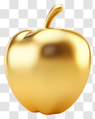 Gold Apple - Luxurious Golden Apple Illustration Transparent PNG