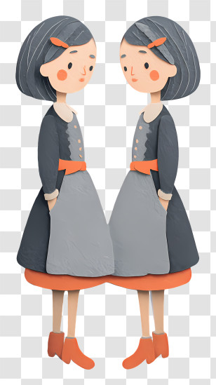 Girl In The Mirror - Twin Girls In Matching Outfits Transparent PNG
