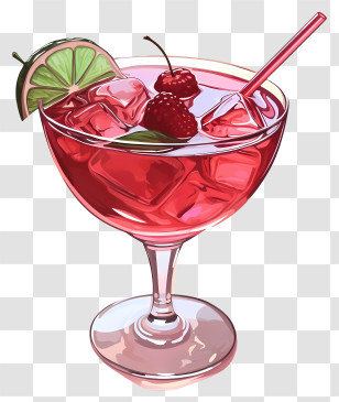 Cocktail - Refreshing Cocktail With Lime And Berries Transparent PNG