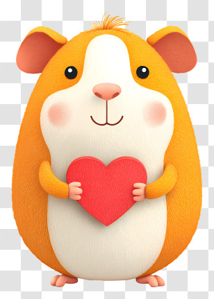 Guinea Pig Holding Heart - Cute Guinea Pig Holding Heart Transparent PNG
