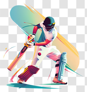 Cricket - Cricketer In Action Swinging Bat Transparent PNG