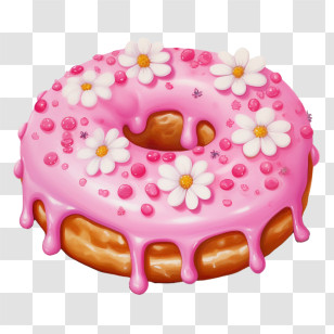 Donut
 - Pink Glazed Donut With Flower Decoration Transparent PNG