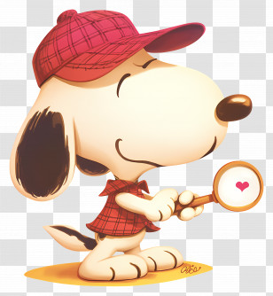 Love Snoopy - Detective Dog Cartoon With Magnifying Glass Transparent PNG