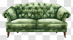 Green Vintage Sofa - Green Vintage Sofa Illustration Transparent PNG
