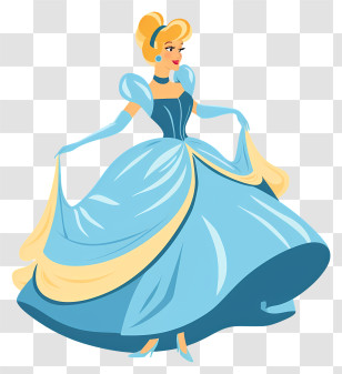 Cinderella - Princess In Blue Dress Illustration Transparent PNG
