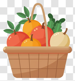 Cartoon - Fruit Basket With Fresh Produce Transparent PNG