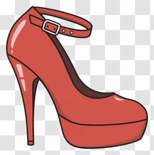Red High Heel Shoe - Elegant Red High Heel Shoe Transparent PNG