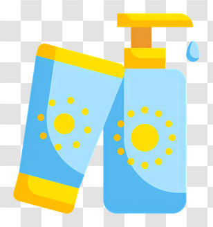 Sunscreen - Sunscreen Bottles With Sun Icon Transparent PNG