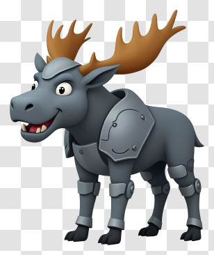 Cartoon Moose - Armored Moose Cartoon Illustration Transparent PNG