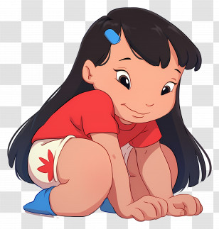 Lilo Pelekai - Cute Cartoon Girl Sitting With A Friendly Smile Transparent PNG