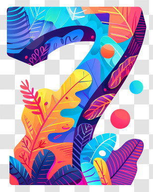 Number 7 - Number Seven With Vibrant Abstract Patterns Transparent PNG