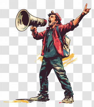 Man With Loudspeaker - Person With Megaphone Illustration Transparent PNG