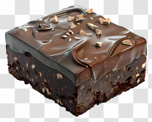 Chocolate Brownie - Rich Chocolate Brownie With Nuts And Topping Transparent PNG