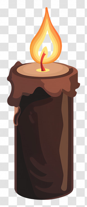 Candle With Fire - Brown Candle With Flame Illustration Transparent PNG