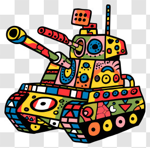 Cartoon Tank - Colorful Doodle Tank Transparent PNG