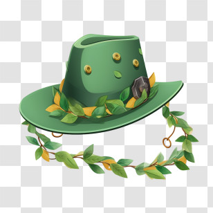 Oktoberfest Hat
 - Green Hat Embellished With Leaves Transparent PNG
