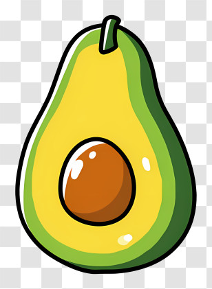 Avocado Outline - Cartoon Avocado With Seed Transparent PNG