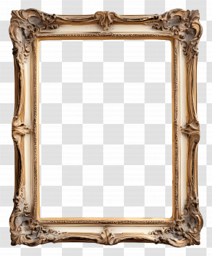 Old Frame - Golden Rectangular Ornate Frame Transparent PNG