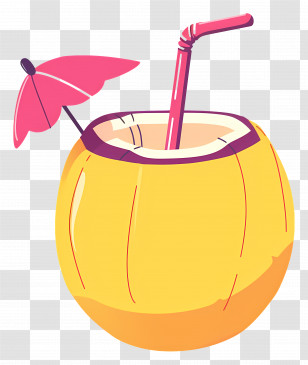Coconut Water - Tropical Coconut Drink With Umbrella Transparent PNG