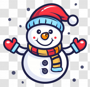 Christmas Snowman - Happy Snowman In Hat And Scarf For Christmas Transparent PNG