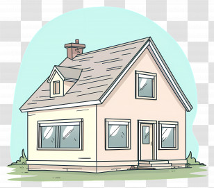 House - Cartoon House With Blue Sky Transparent PNG