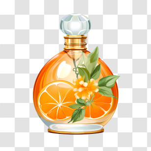 Perfume Bottle - Elegant Orange Citrus Perfume Bottle Transparent PNG