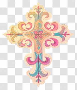 Christian Cross - Colorful Cross With Ornate Design Transparent PNG