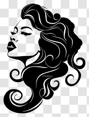 Woman Silhouette - Elegant Woman Silhouette With Flowing Hair Transparent PNG