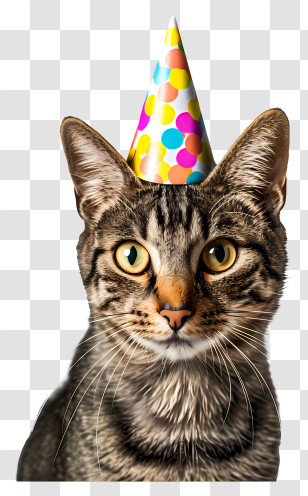 Pet Birthday - Cat Wearing A Party Hat Transparent PNG