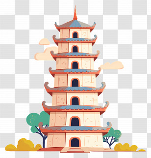 Thien Mu Pagoda - Traditional Oriental Pagoda Illustration Transparent PNG