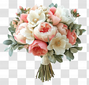 Bridal Bouquet - Elegant Flower Bouquet With Soft Hues Transparent PNG