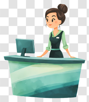 Hotel Reception - Friendly Receptionist At Front Desk Transparent PNG