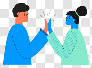 Teamwork - High-Five Couple Minimal Illustration Transparent PNG