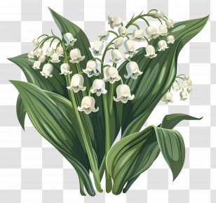 Lily Of The Valley - Elegant White Lily Of The Valley Flowers Transparent PNG