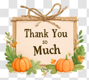 Thank You So Much - Thank You Sign With Pumpkins Transparent PNG