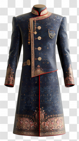 Indian Formal Wear - Blue Embroidered Coat Illustration Transparent PNG