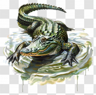 Alligator - Alligator Resting In A Watery Habitat Transparent PNG
