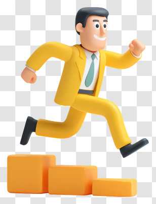 Businessman Overcoming Obstacle - Businessman Running Up Steps Transparent PNG