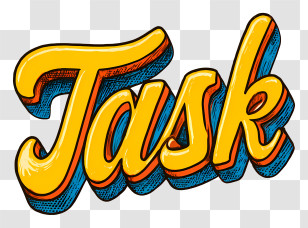 Word Task - Yellow Task Text In Bold Style Transparent PNG