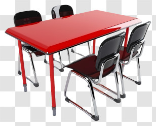 Classroom Table And Chair - Red Table And Chair Set For Dining Or Office Use Transparent PNG
