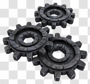 Cogwheels - Black Mechanical Gears Transparent PNG