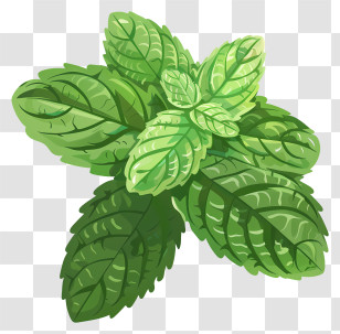 Peppermint - Fresh Green Mint Leaves Illustration Transparent PNG
